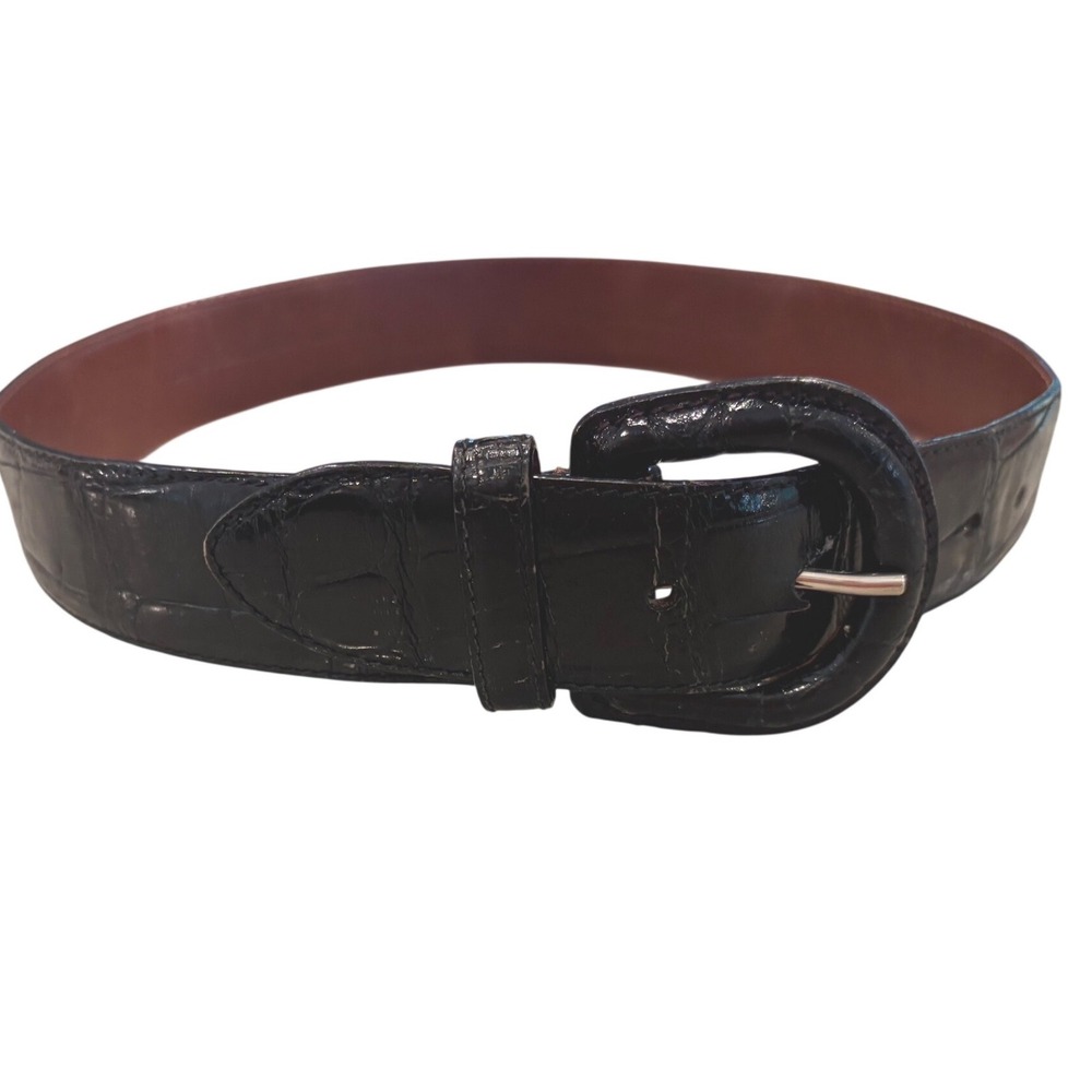 Ralph Lauren Black Genuine American Alligator Leather Belt Made in Italy 2041 28